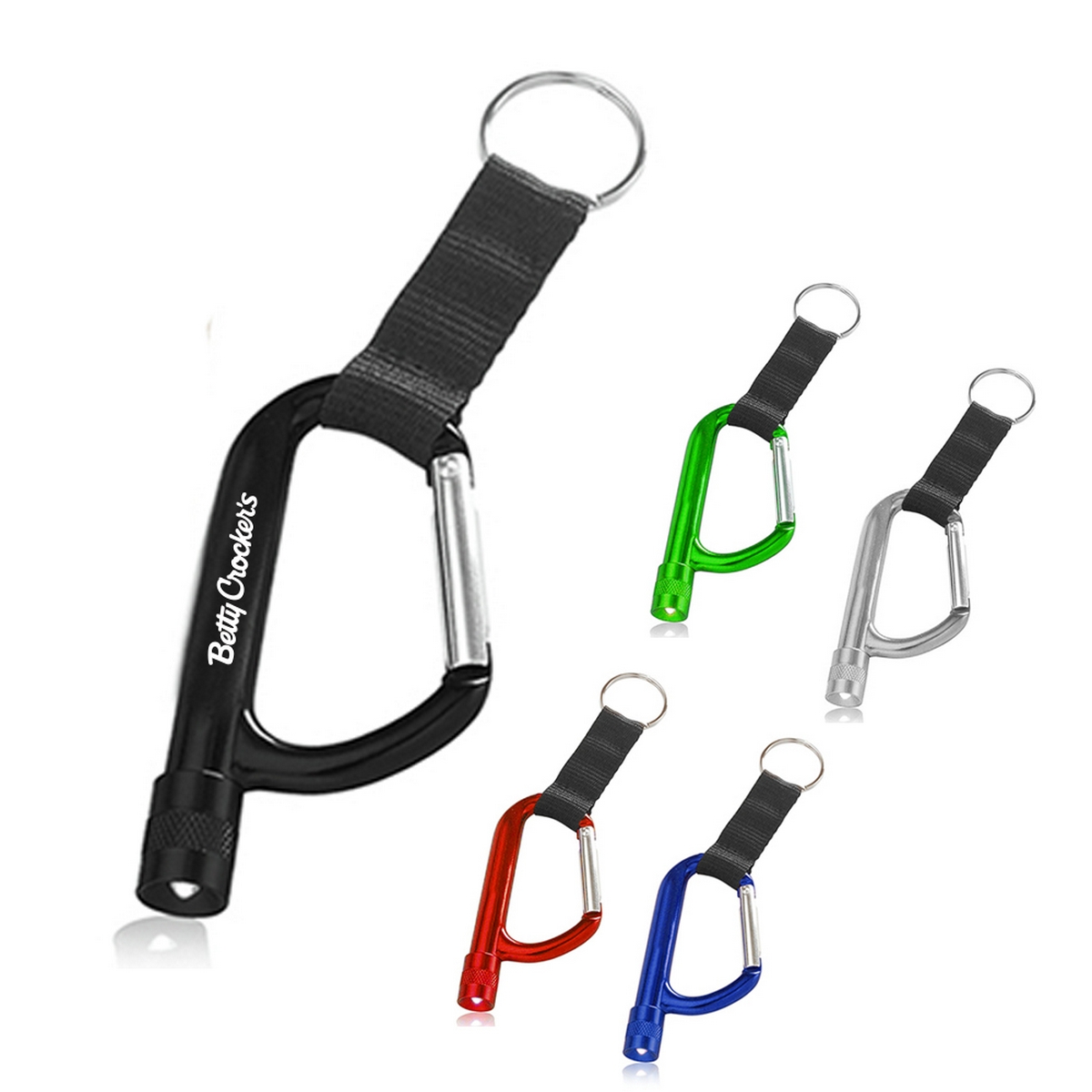 Personalized Logo Flashlight Carabiner Keychains